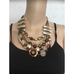 Gold Bead Statement Necklace